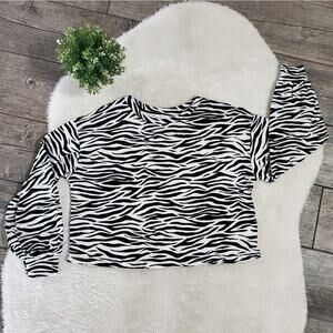 Candie's Zebra Stripe Print Crop Top Blouse, Size Large